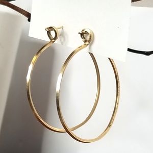 Vtg Brushed Gold Toned Hoops 46mm